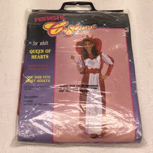 Forum Novelties New Vintage Adult Queen Of Hearts Red White Satin Dress Costume